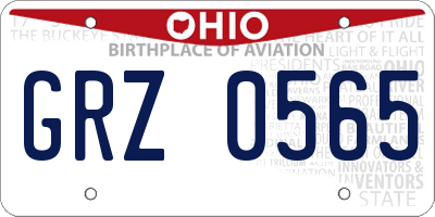 OH license plate GRZ0565
