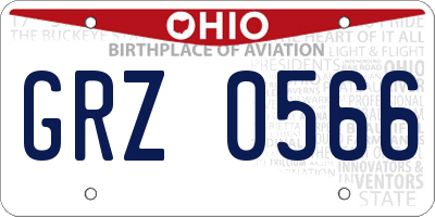OH license plate GRZ0566