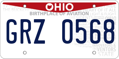 OH license plate GRZ0568