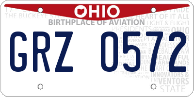 OH license plate GRZ0572