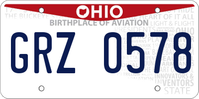 OH license plate GRZ0578