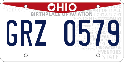 OH license plate GRZ0579