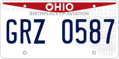 OH license plate GRZ0587