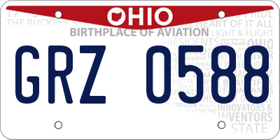 OH license plate GRZ0588