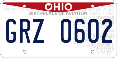 OH license plate GRZ0602