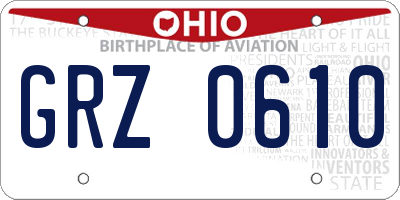 OH license plate GRZ0610
