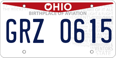 OH license plate GRZ0615