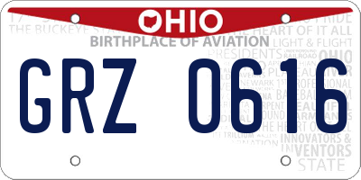 OH license plate GRZ0616