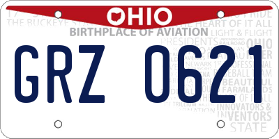 OH license plate GRZ0621