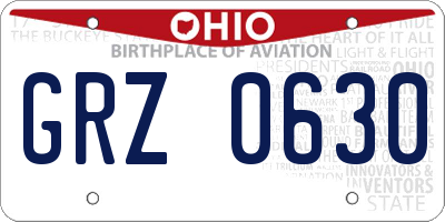 OH license plate GRZ0630