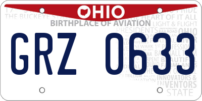 OH license plate GRZ0633