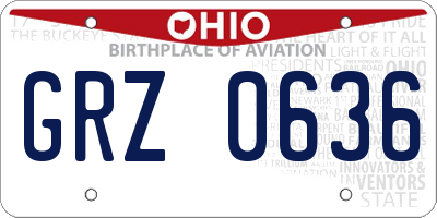 OH license plate GRZ0636