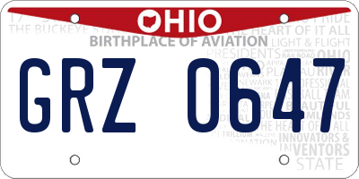 OH license plate GRZ0647