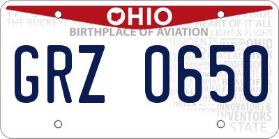OH license plate GRZ0650
