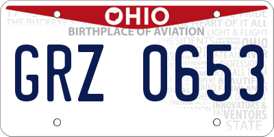 OH license plate GRZ0653