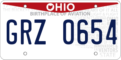 OH license plate GRZ0654