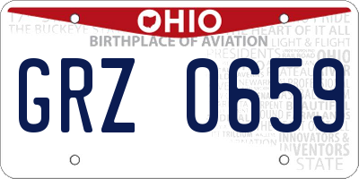 OH license plate GRZ0659