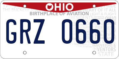 OH license plate GRZ0660
