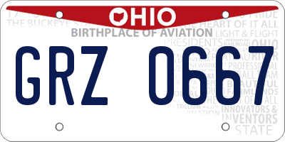OH license plate GRZ0667