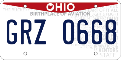 OH license plate GRZ0668