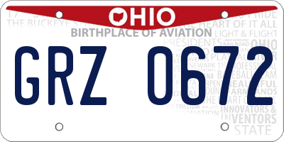 OH license plate GRZ0672