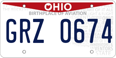 OH license plate GRZ0674