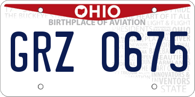 OH license plate GRZ0675