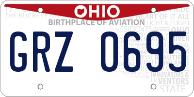 OH license plate GRZ0695