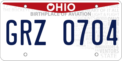 OH license plate GRZ0704