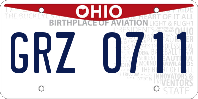 OH license plate GRZ0711