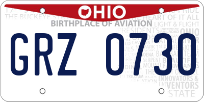 OH license plate GRZ0730