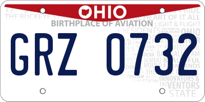 OH license plate GRZ0732