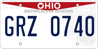 OH license plate GRZ0740