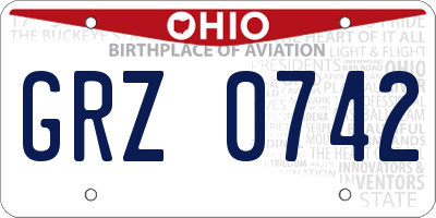 OH license plate GRZ0742