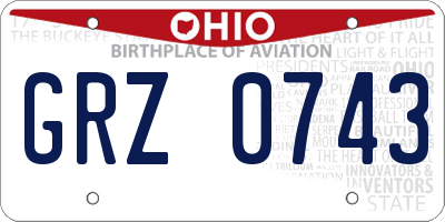 OH license plate GRZ0743