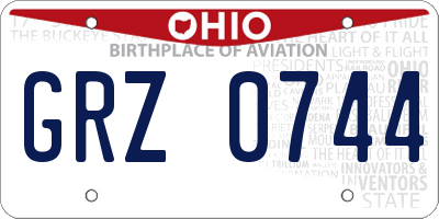 OH license plate GRZ0744