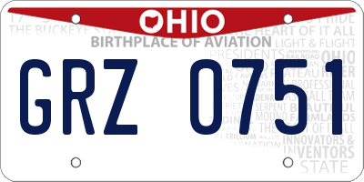 OH license plate GRZ0751