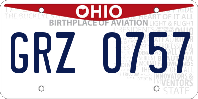 OH license plate GRZ0757