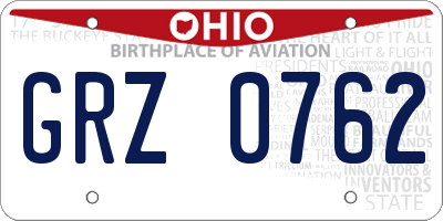OH license plate GRZ0762