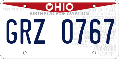 OH license plate GRZ0767