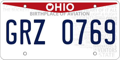 OH license plate GRZ0769