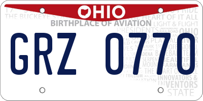 OH license plate GRZ0770