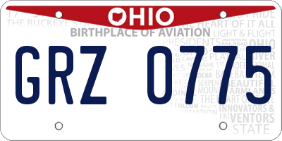 OH license plate GRZ0775