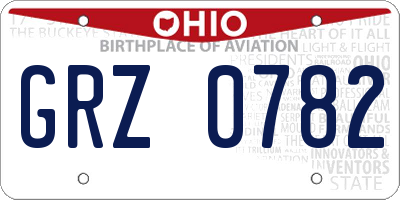OH license plate GRZ0782