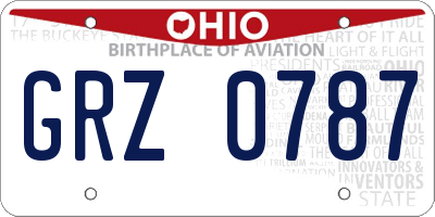 OH license plate GRZ0787