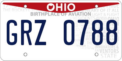 OH license plate GRZ0788