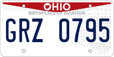 OH license plate GRZ0795