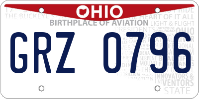 OH license plate GRZ0796