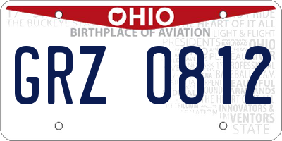 OH license plate GRZ0812