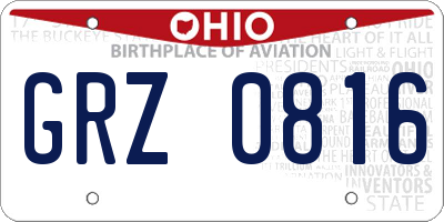 OH license plate GRZ0816